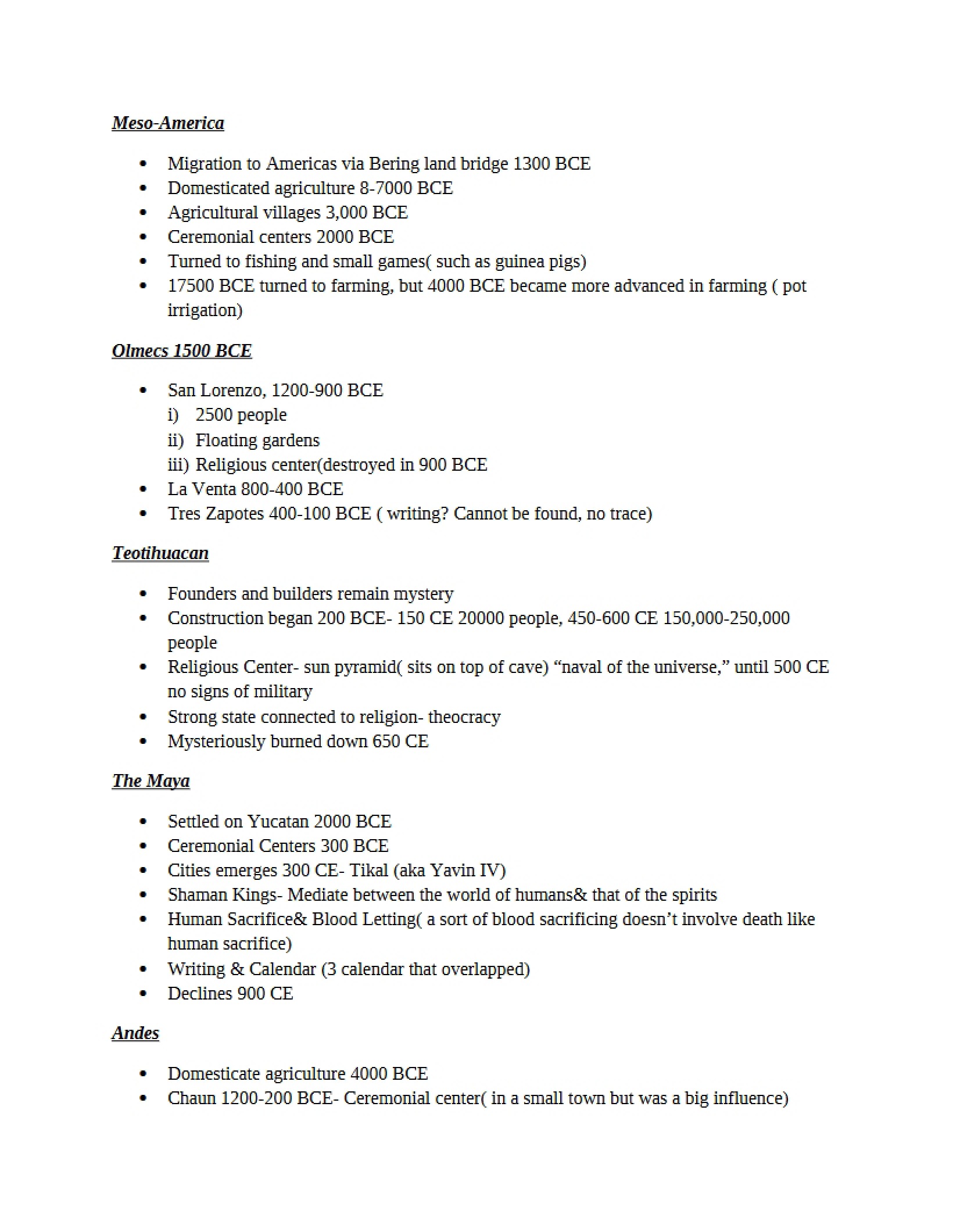 Meso-America History Notes