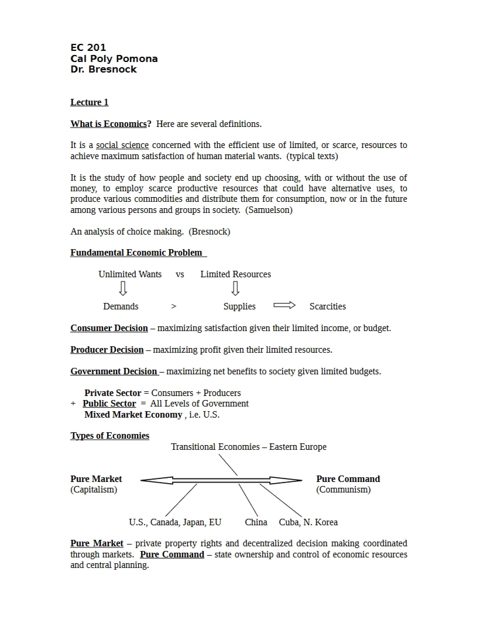 Lecture 1 Economics