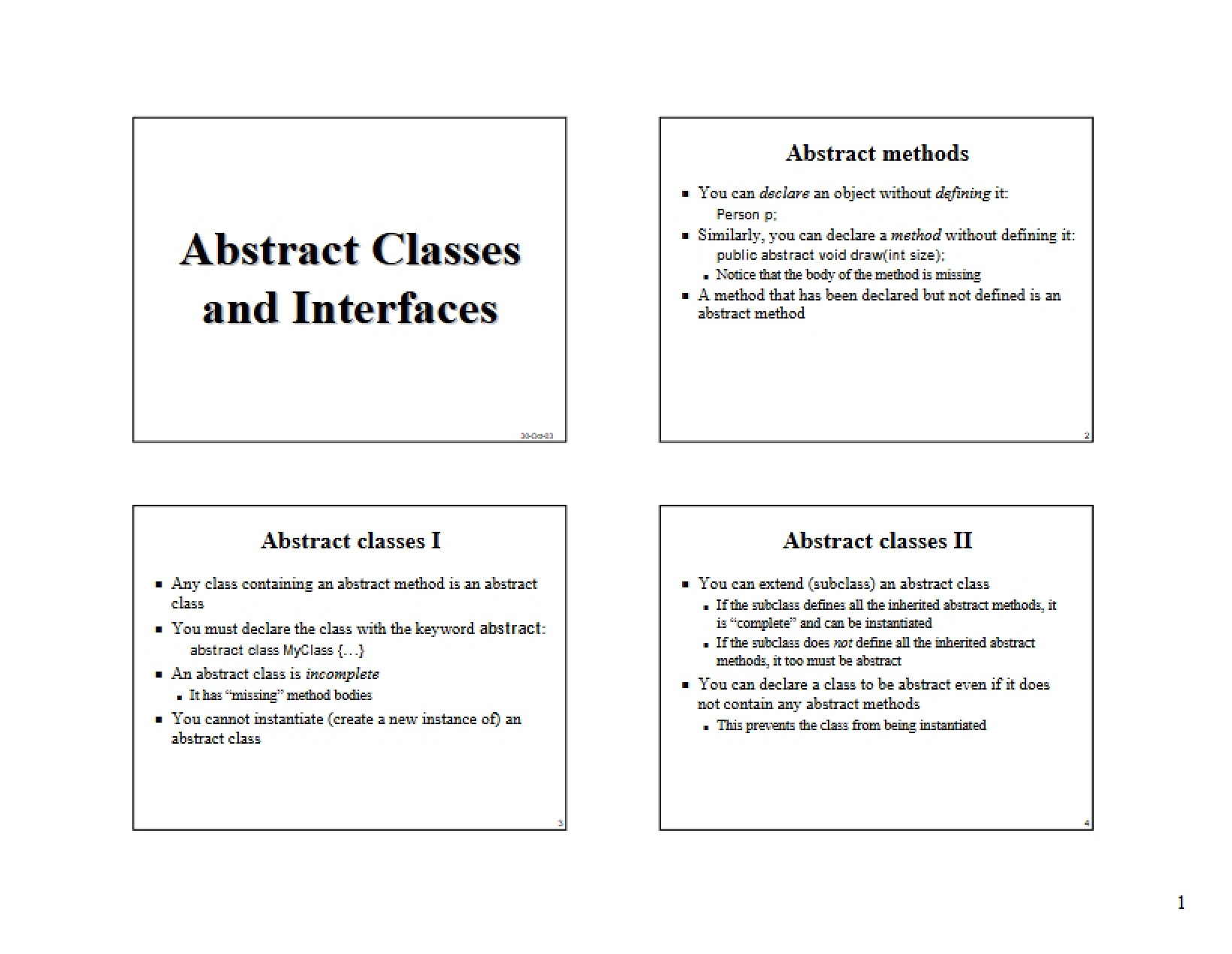 Interfaces and Abstract Classes
