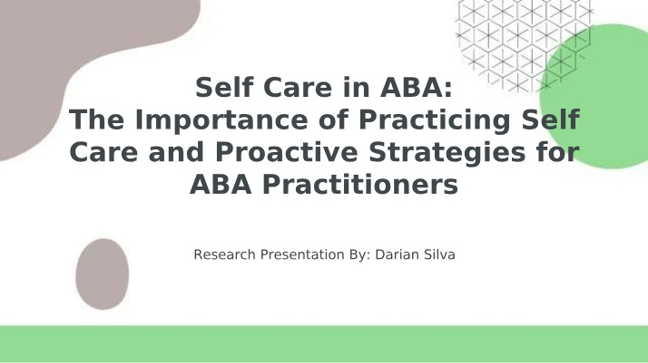 ABA 626 - Self Care in ABA