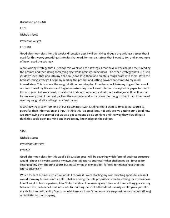 Prewriting Strategies for Discussion Posts and Papers