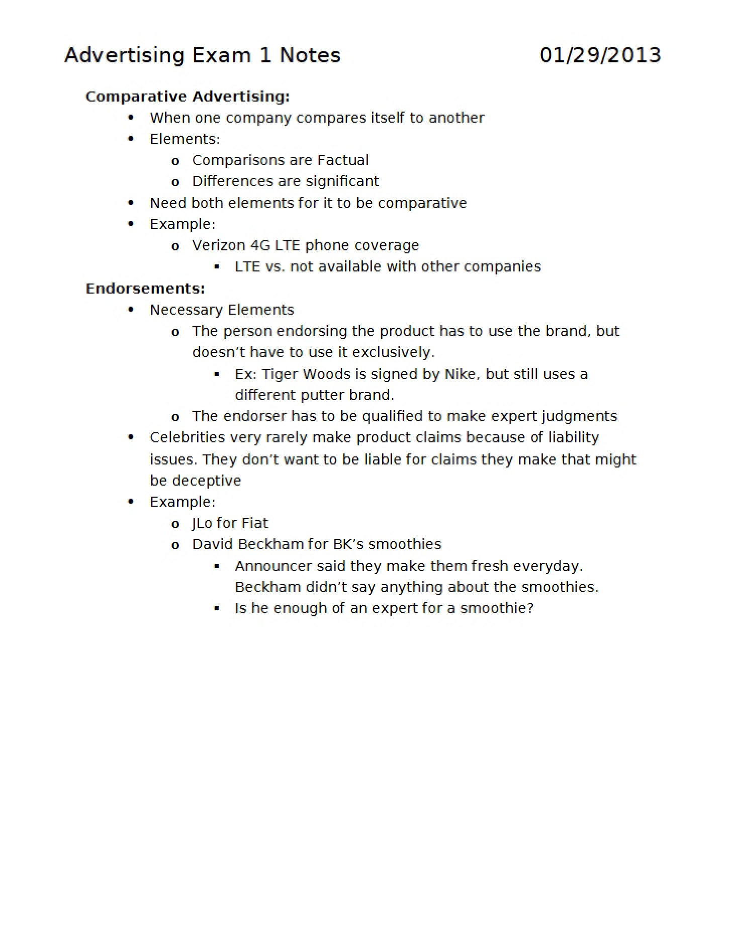 Key Notes for Exam 1