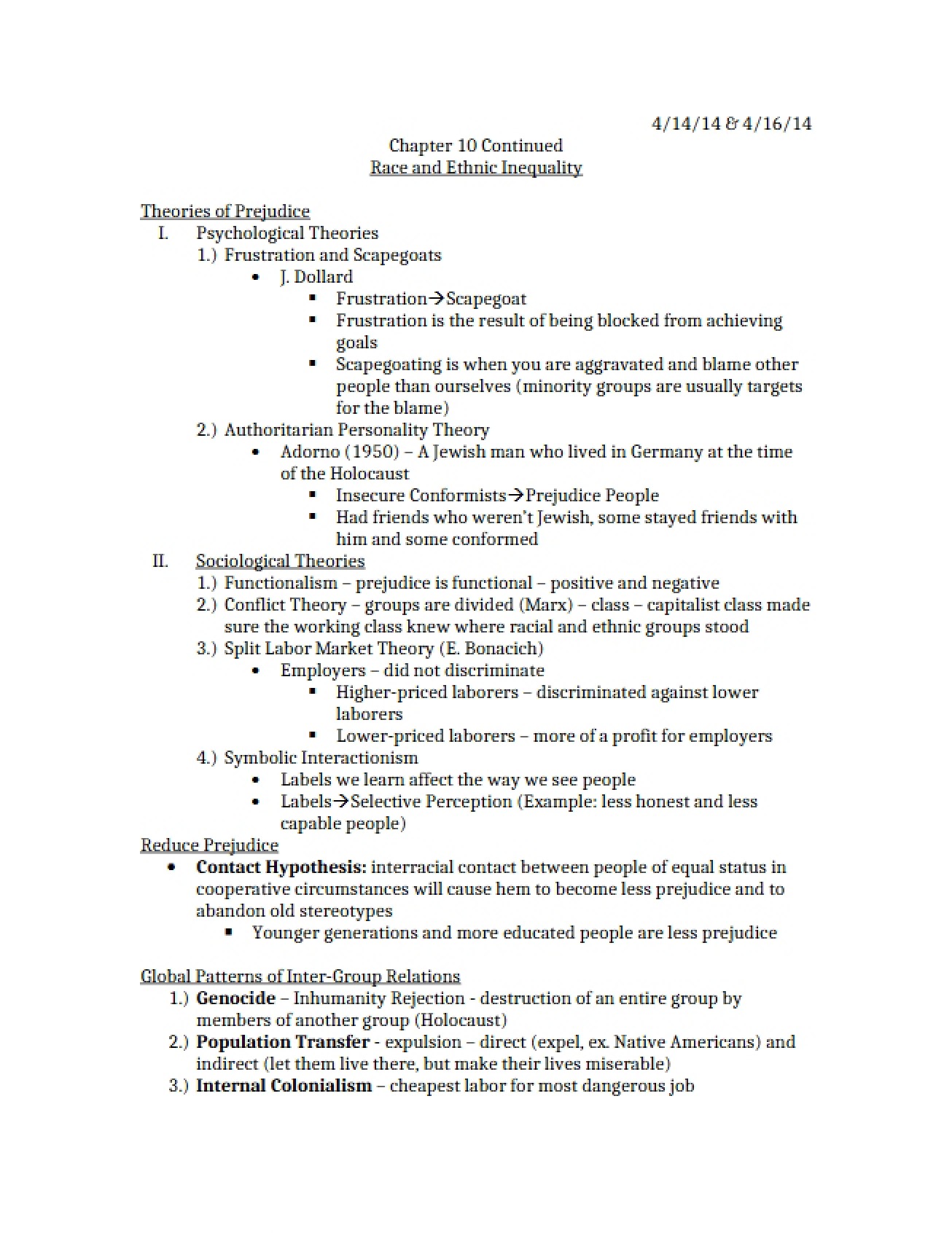 Sociology Chapter Ten Summary
