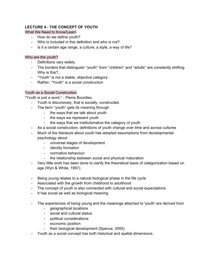 YC100 Lecture 4