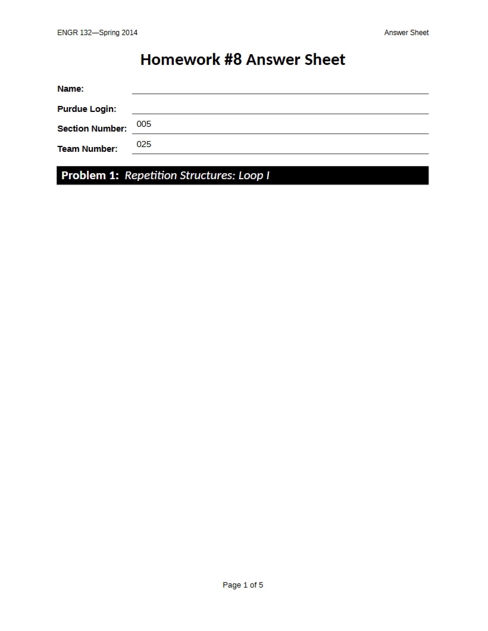 Homework Set Eight
