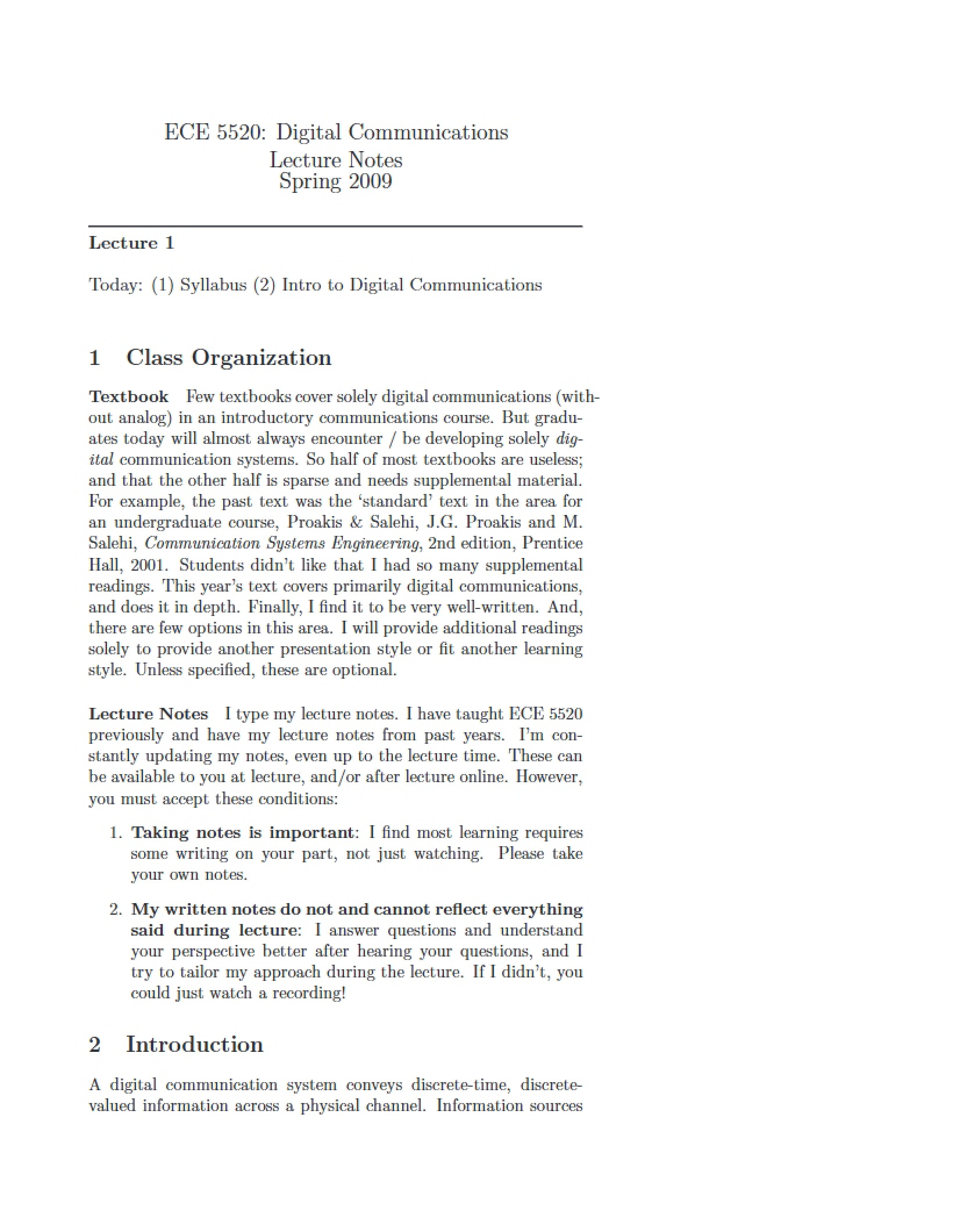 Introduction to Digital Comm