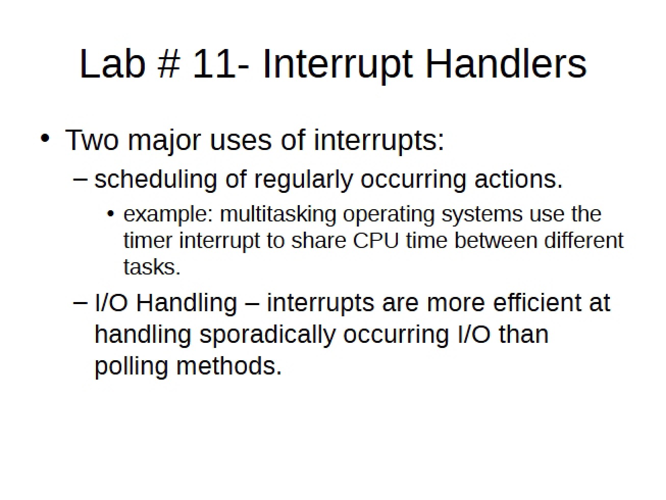 Interrupt Handlers - Lab Eleven