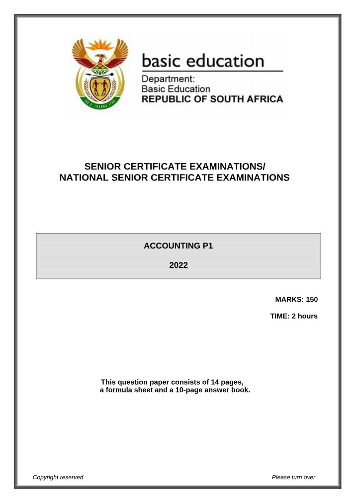 Accounting Paper 1 - May-June 2022
