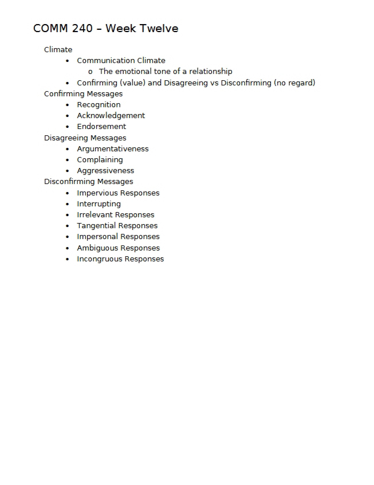 Communication Climates
