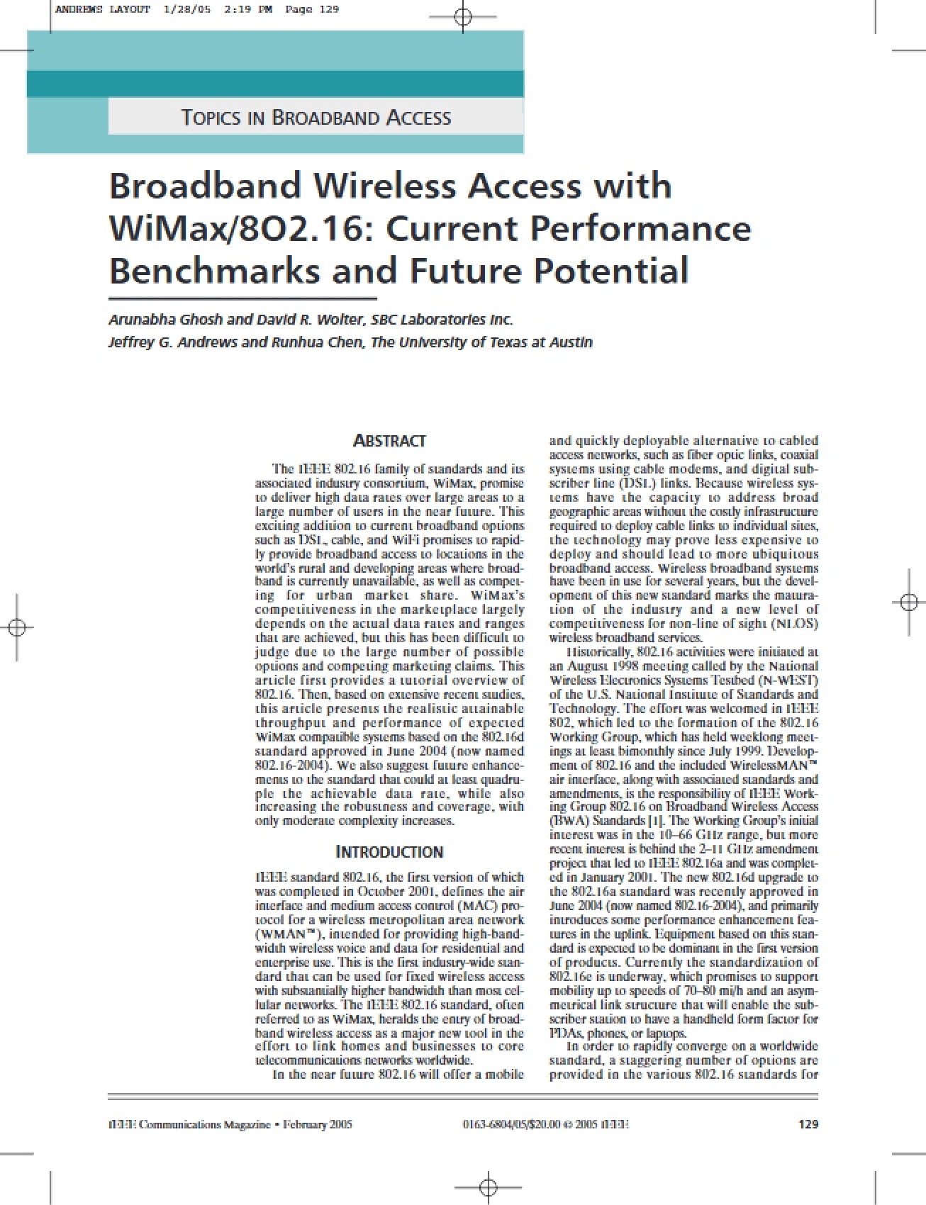 Overview of Broadband Technology