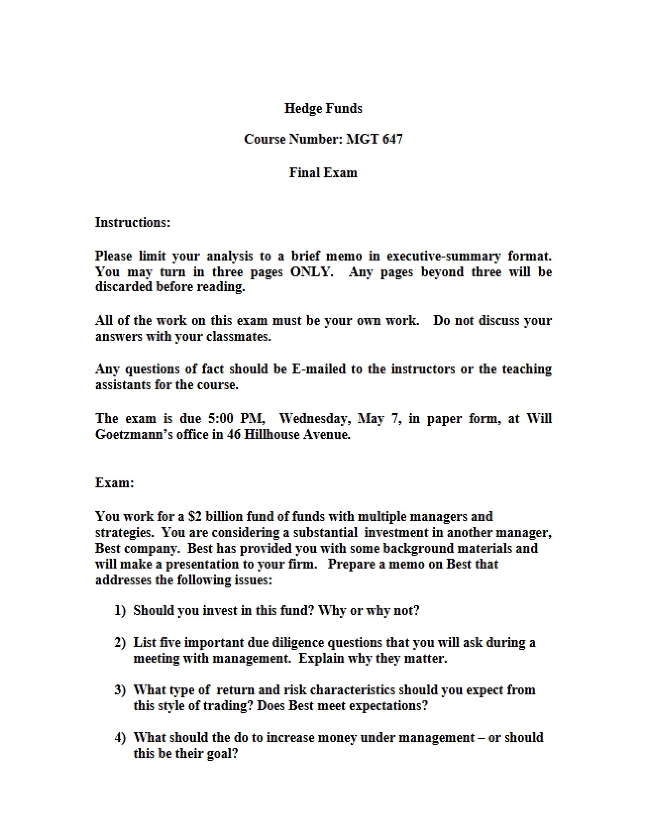 Funds (Hedge)