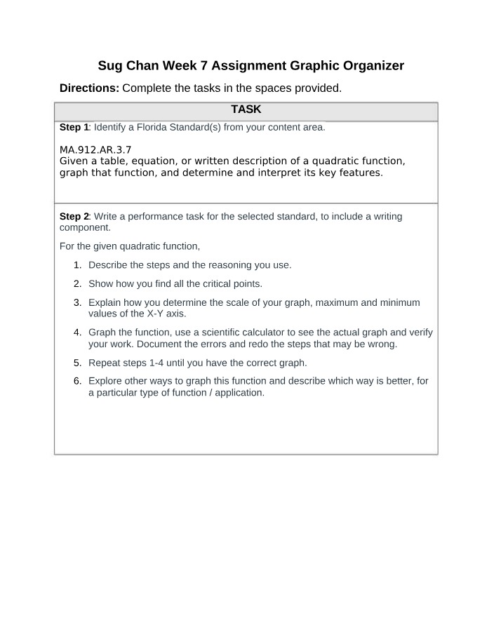 Graphic Organizer for Sug Chan Week 7 Assignment