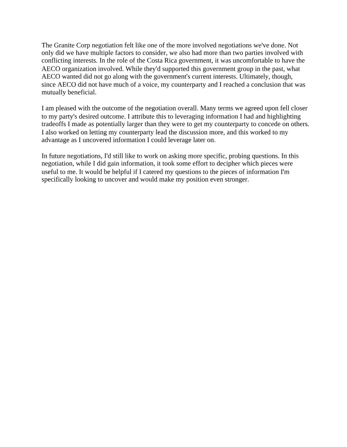 Reflection on Granite Corp