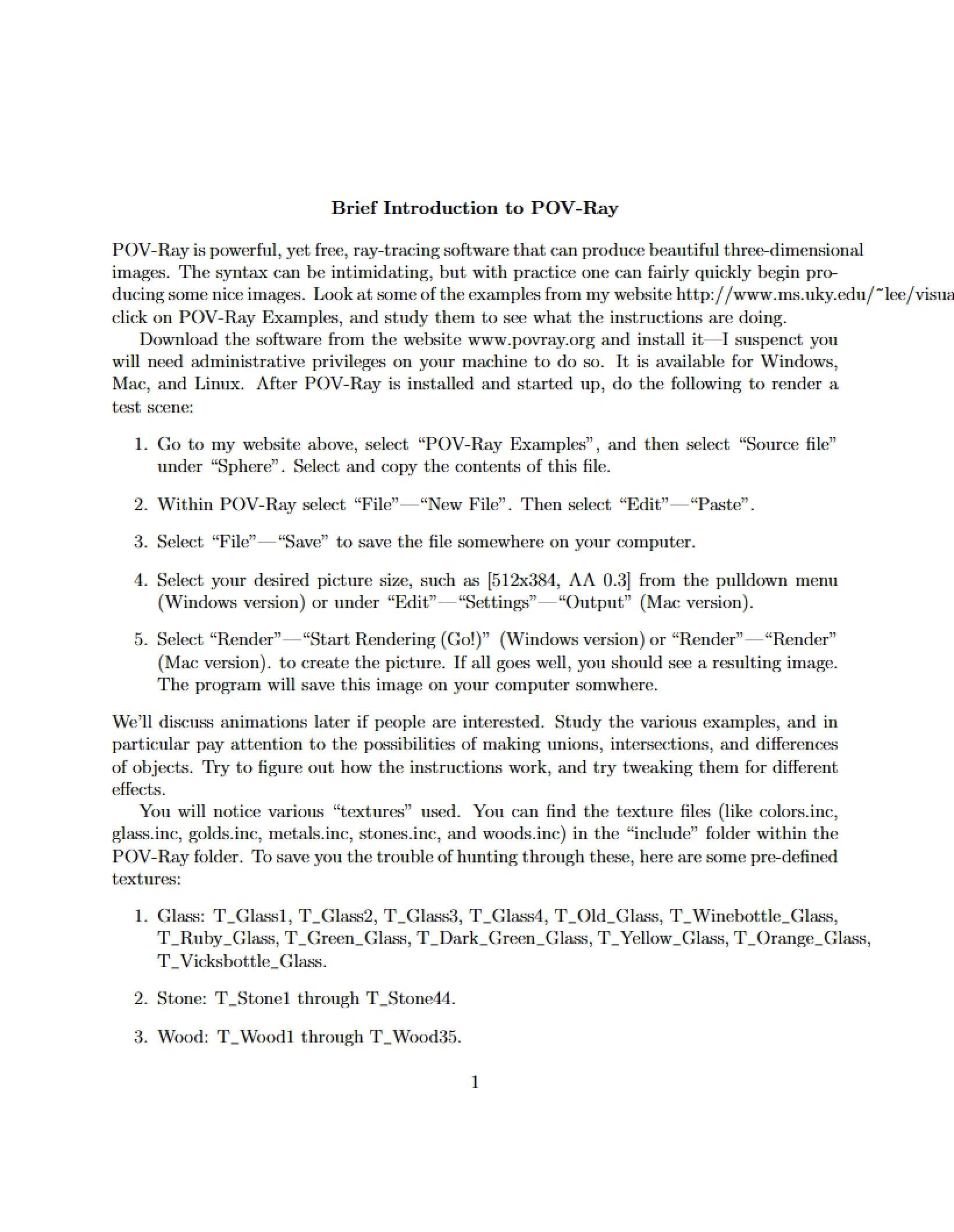 POV-Ray Brief Intro