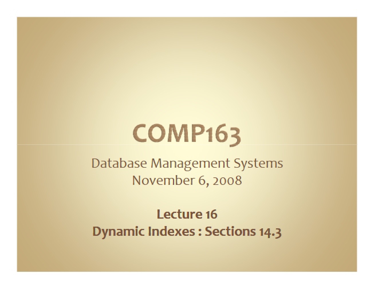 Indexes Dynamic