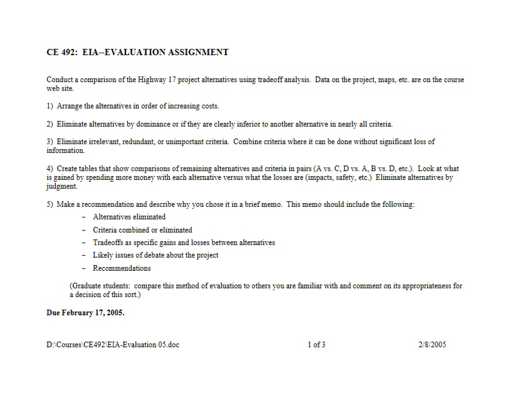 Assignment on Evaluation