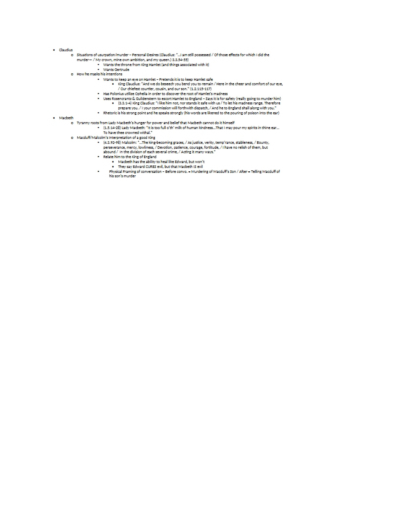 Shakespeare Lecture Notes
