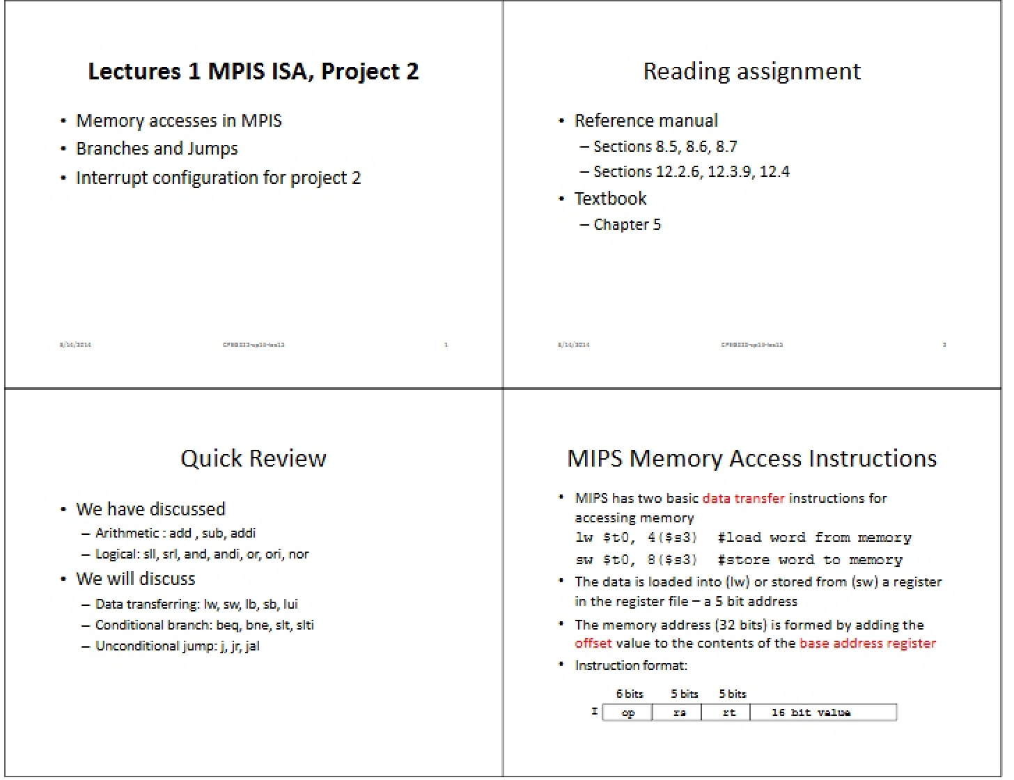 MIPS Project 2 (Lec 15)