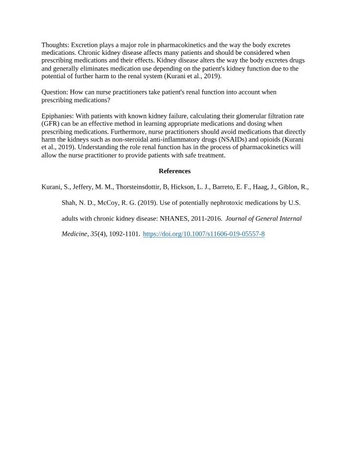 Medication Prescribing - The Role of Renal Function