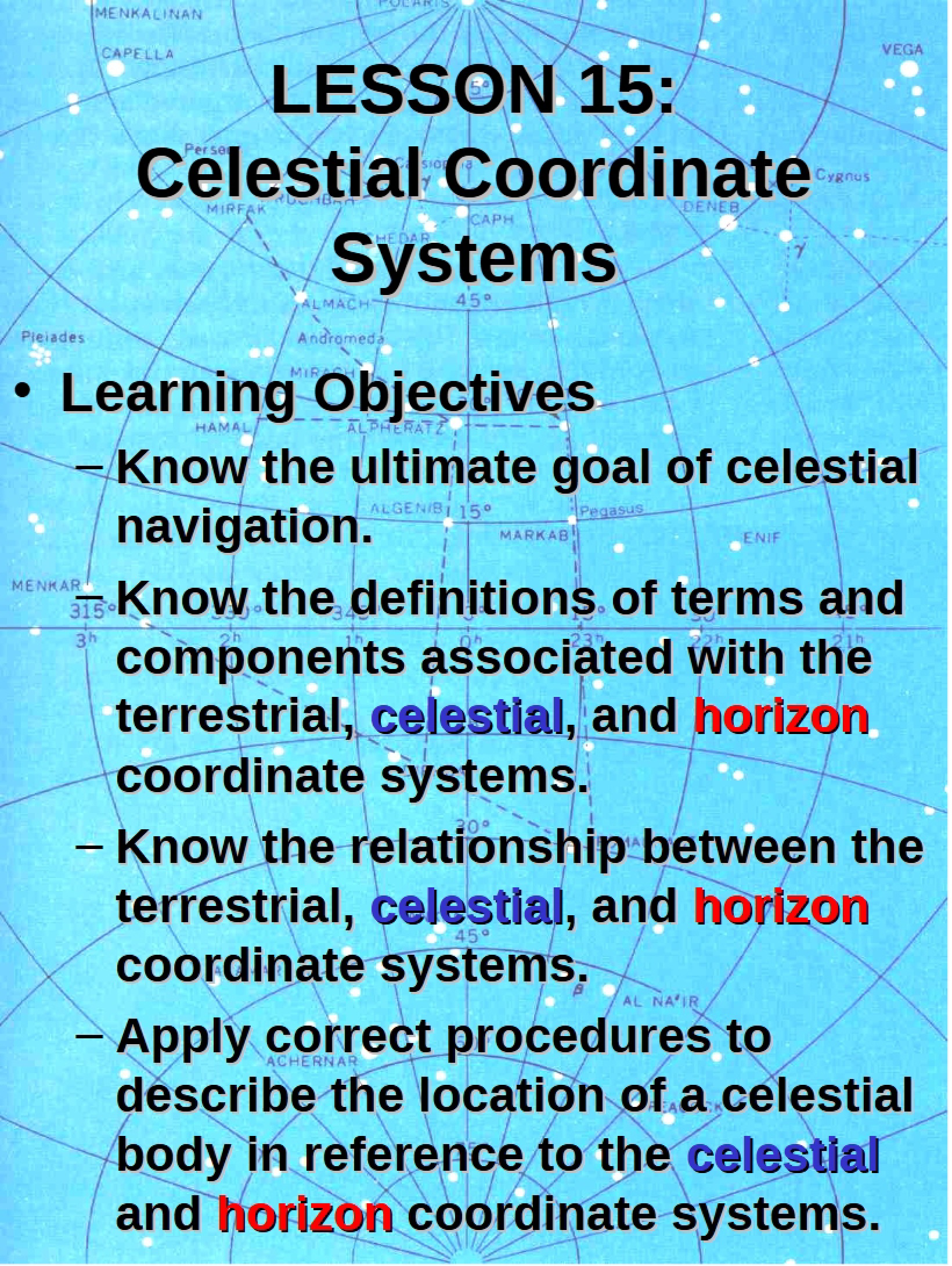 Coordinate Systems for Celestials