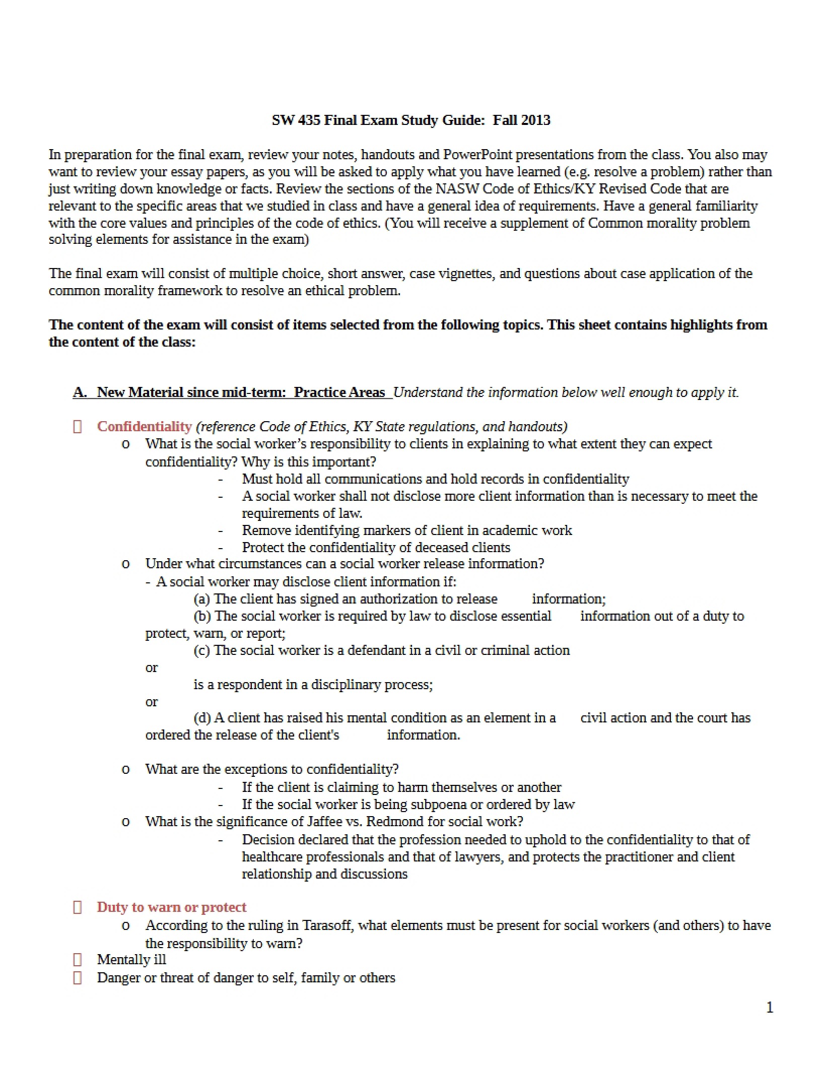Fall 2013 Final Study Guide