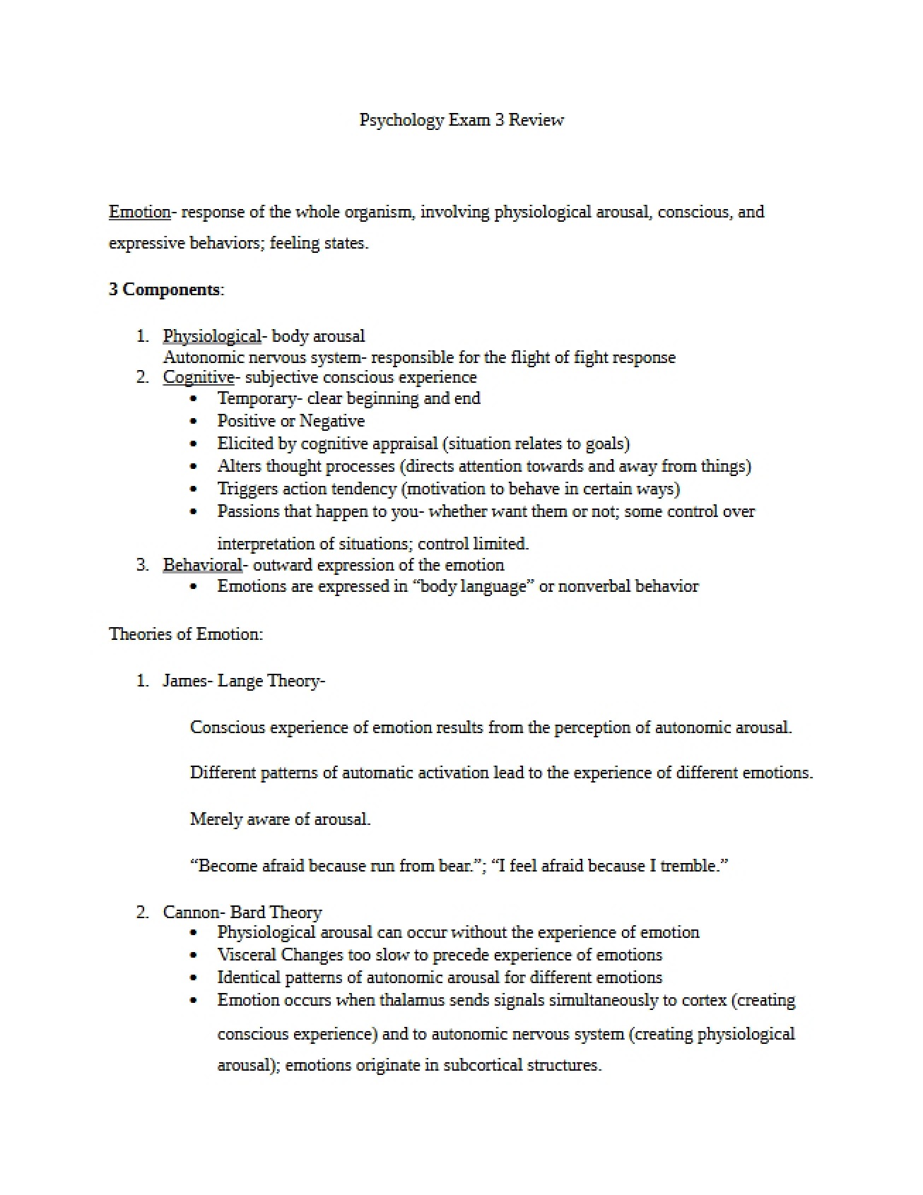 Guide for Exam Three