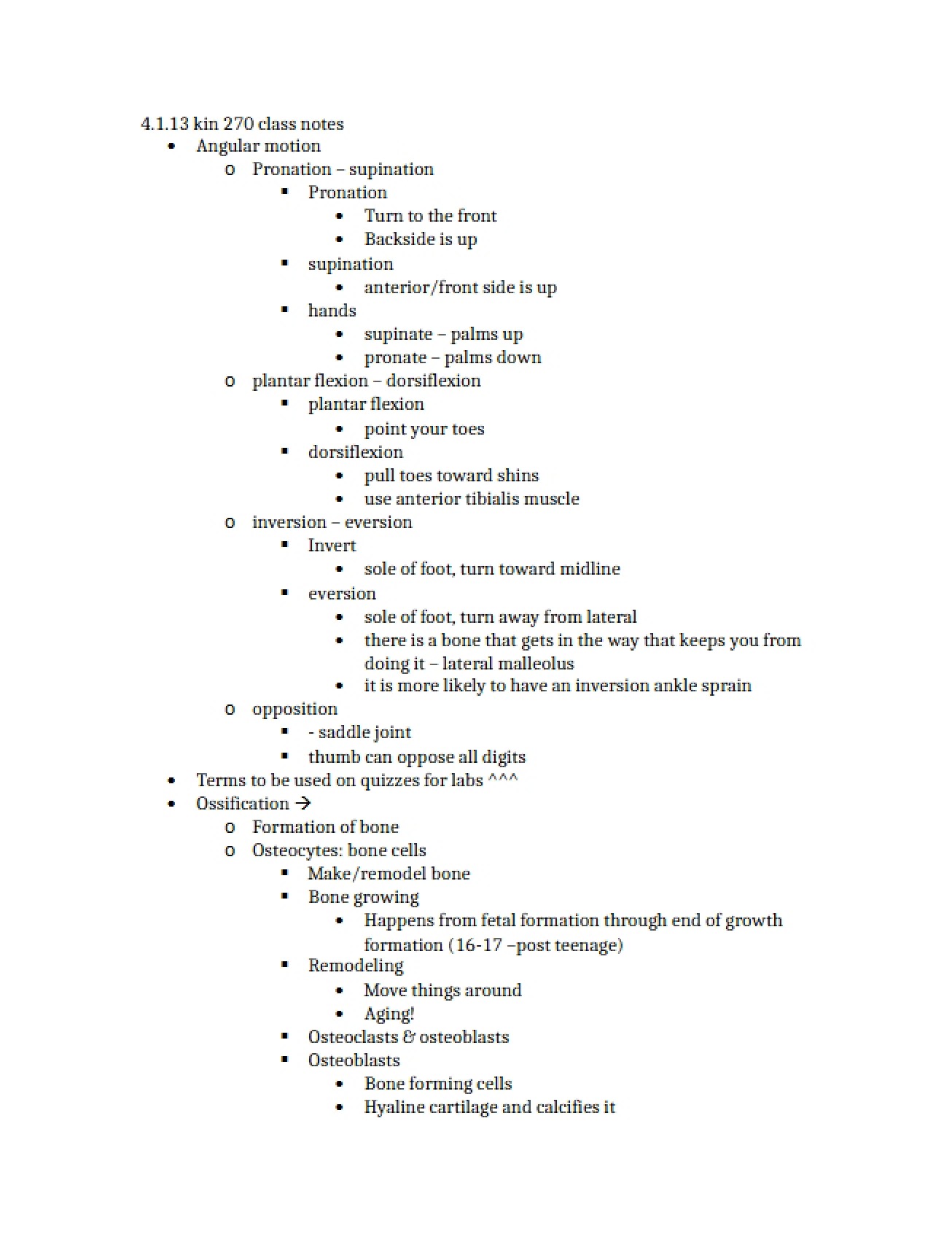 Class Notes from April 1, 2013