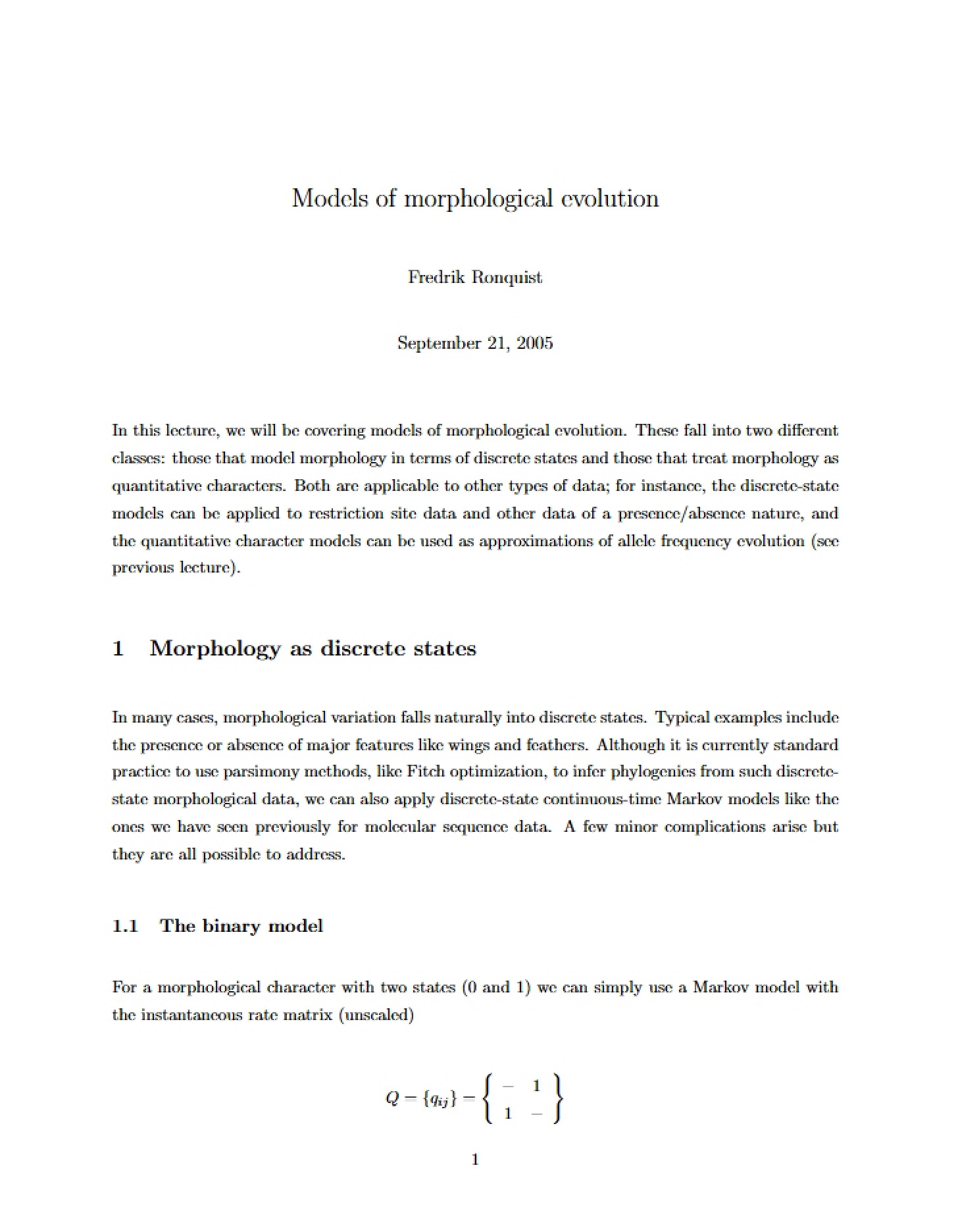 Morphological Evolution Modeling