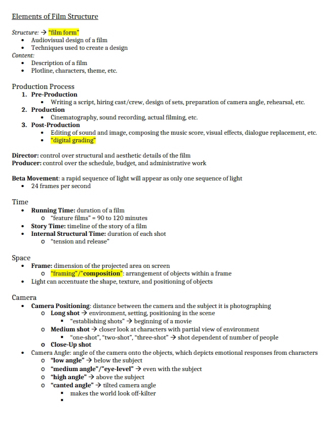 Structural Elements of Film