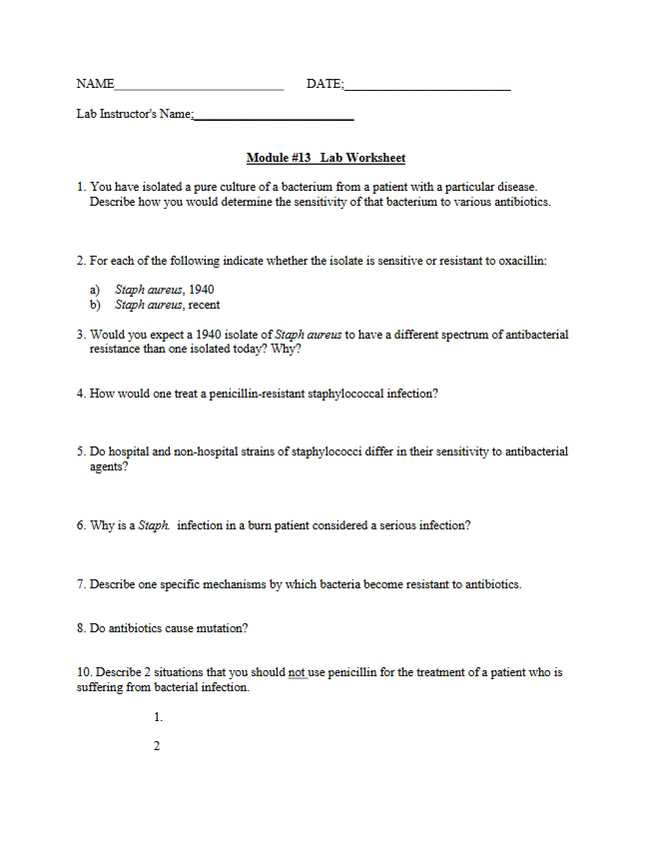 Module Thirteen Laboratory Worksheet