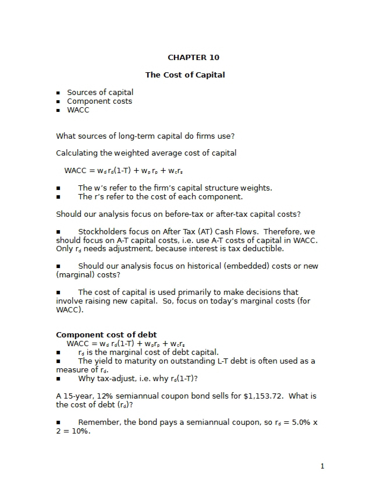 Capital Cost