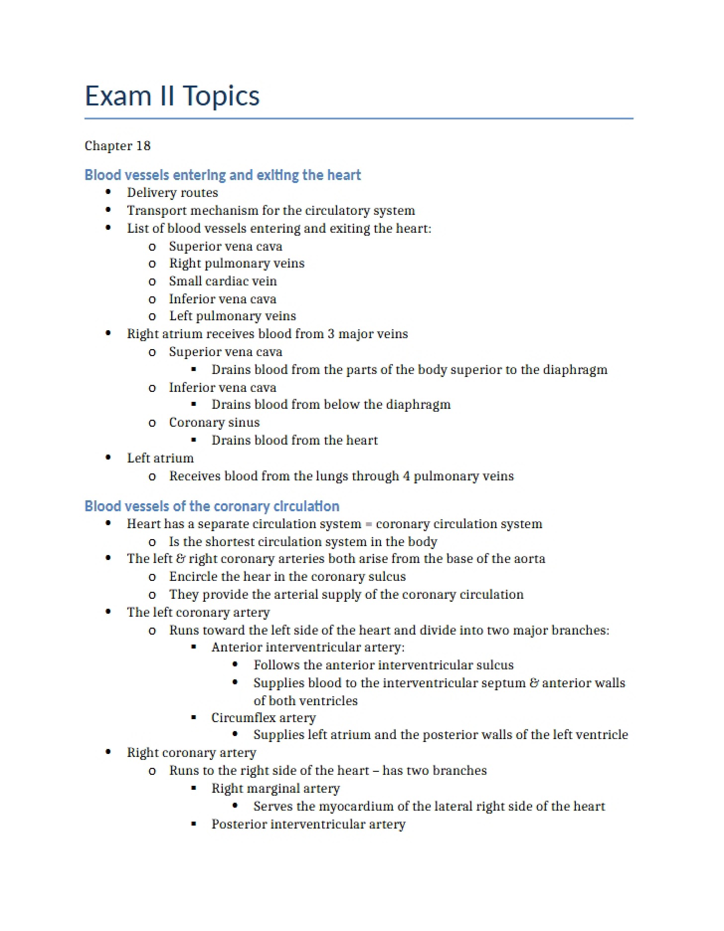 Exam Two Topics List