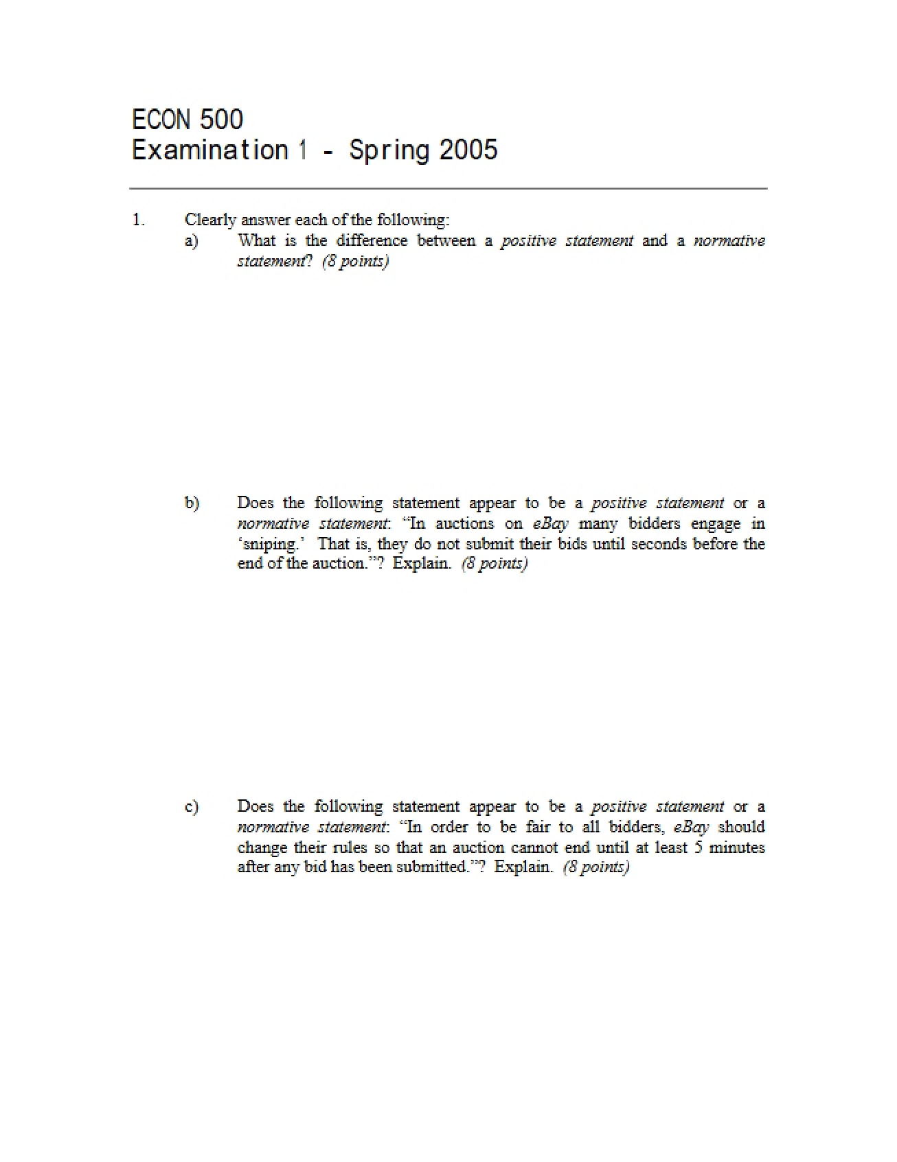 Examination One