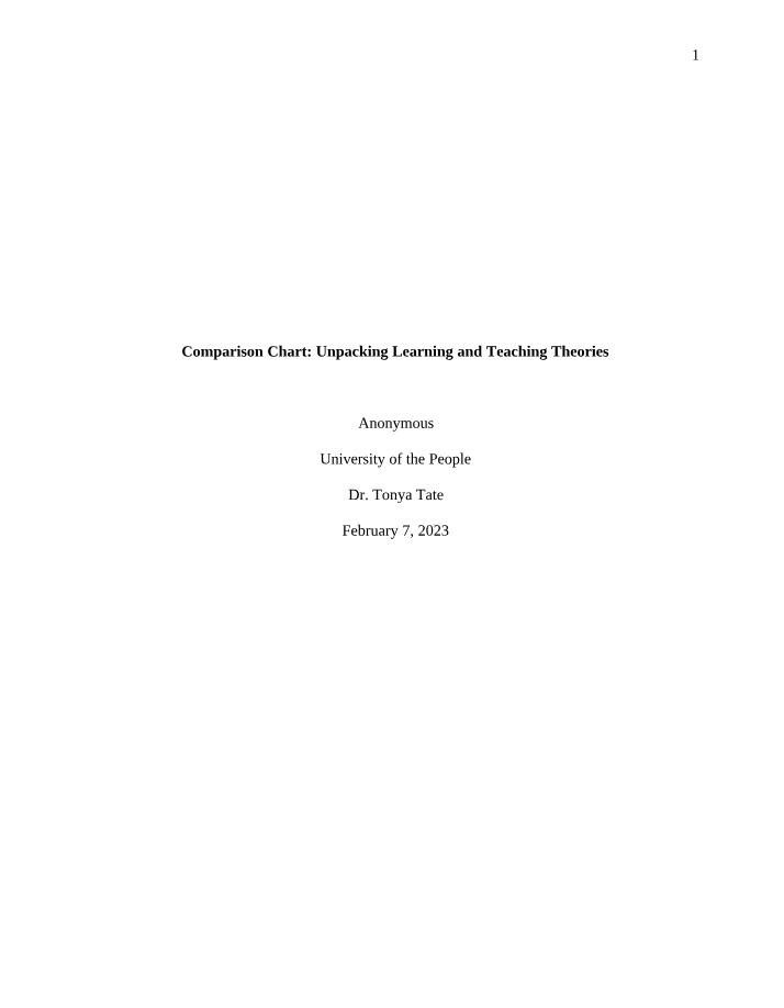 Cognitive Constructivism - A Comparison of Learning Theories