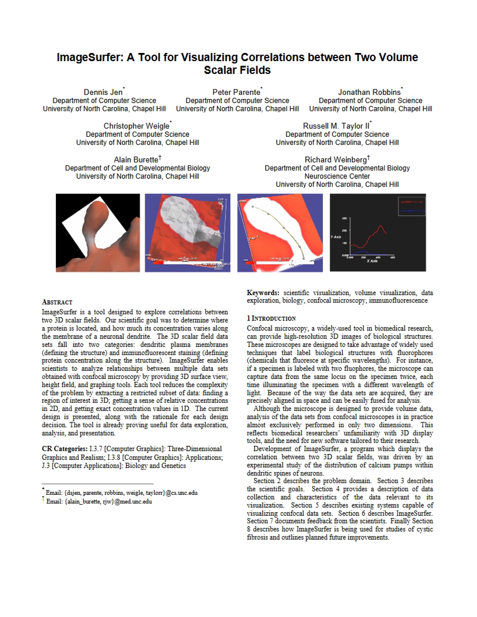 Visualizing Correlations in Two Volume Scalar Fields ImageSurfer