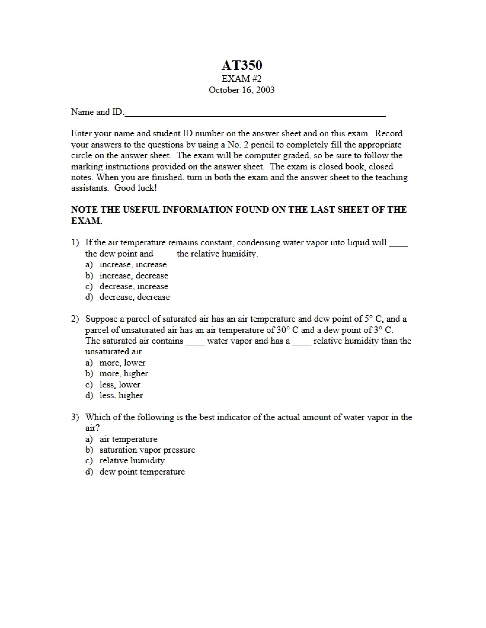 Second Exam