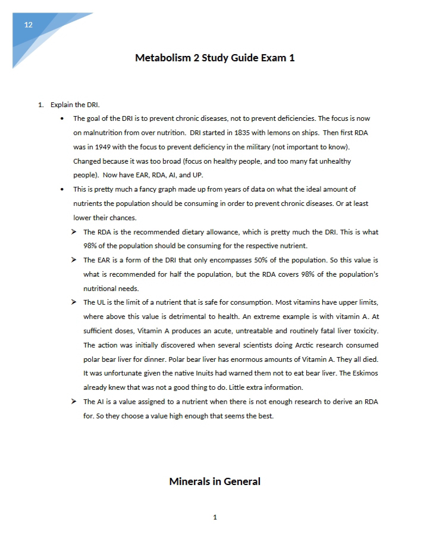 Preparation Guide for the First Exam