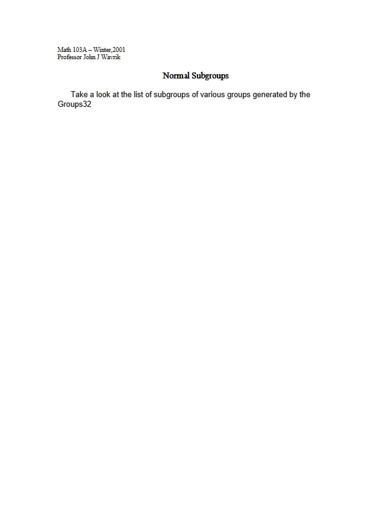 Group Theory: Normal Subgroups