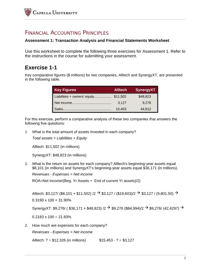 Worksheet for Transaction Analysis and Financial Statements