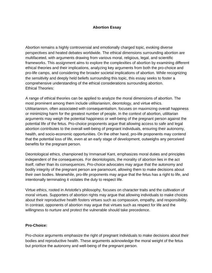 Essay on Abortion