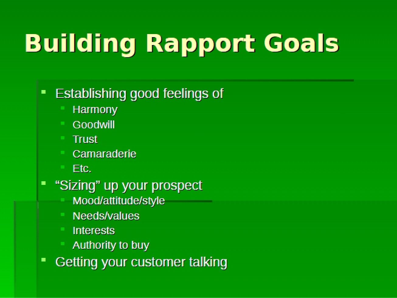 Building Rapport and Opening a Sale