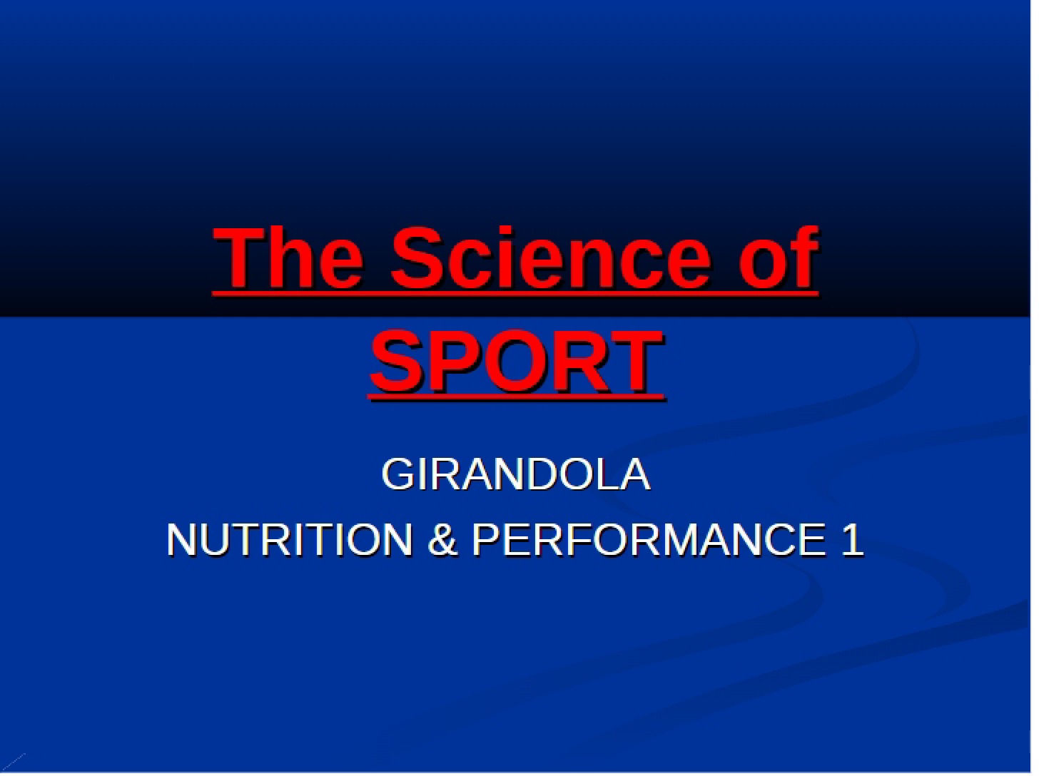 Performance and Nutrition Part One