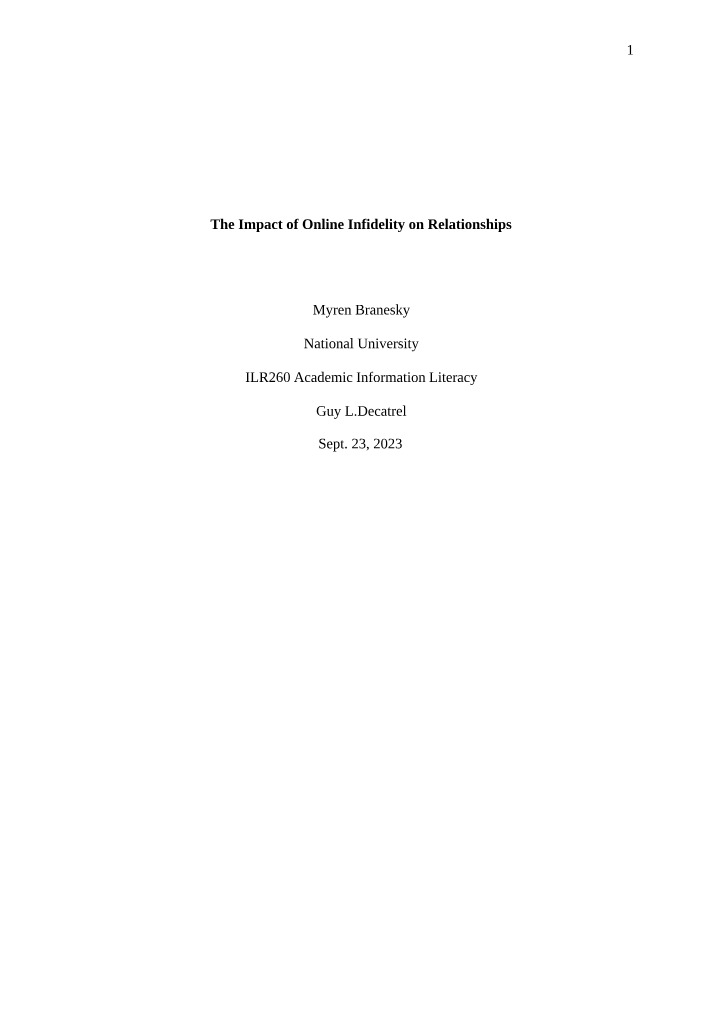 Consequences of Online Infidelity on Relationships