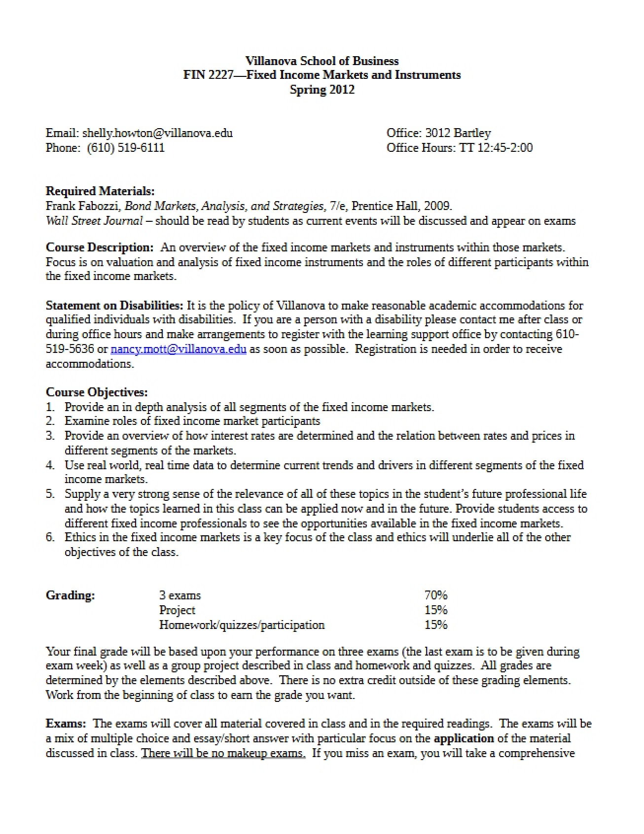Class Syllabus