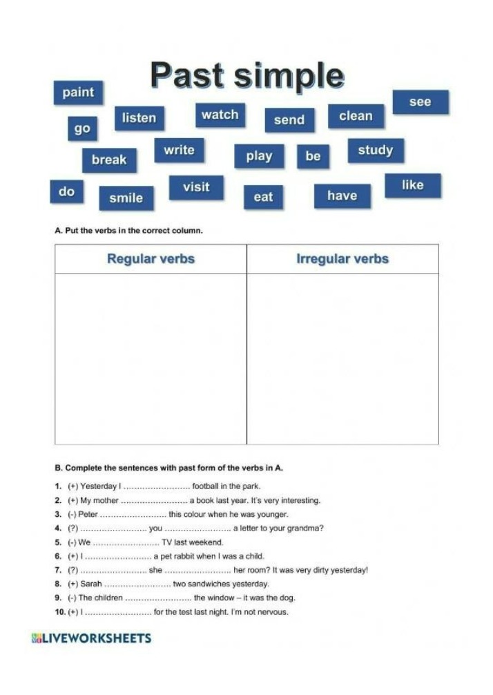 Exercises for Past Simple Verbs
