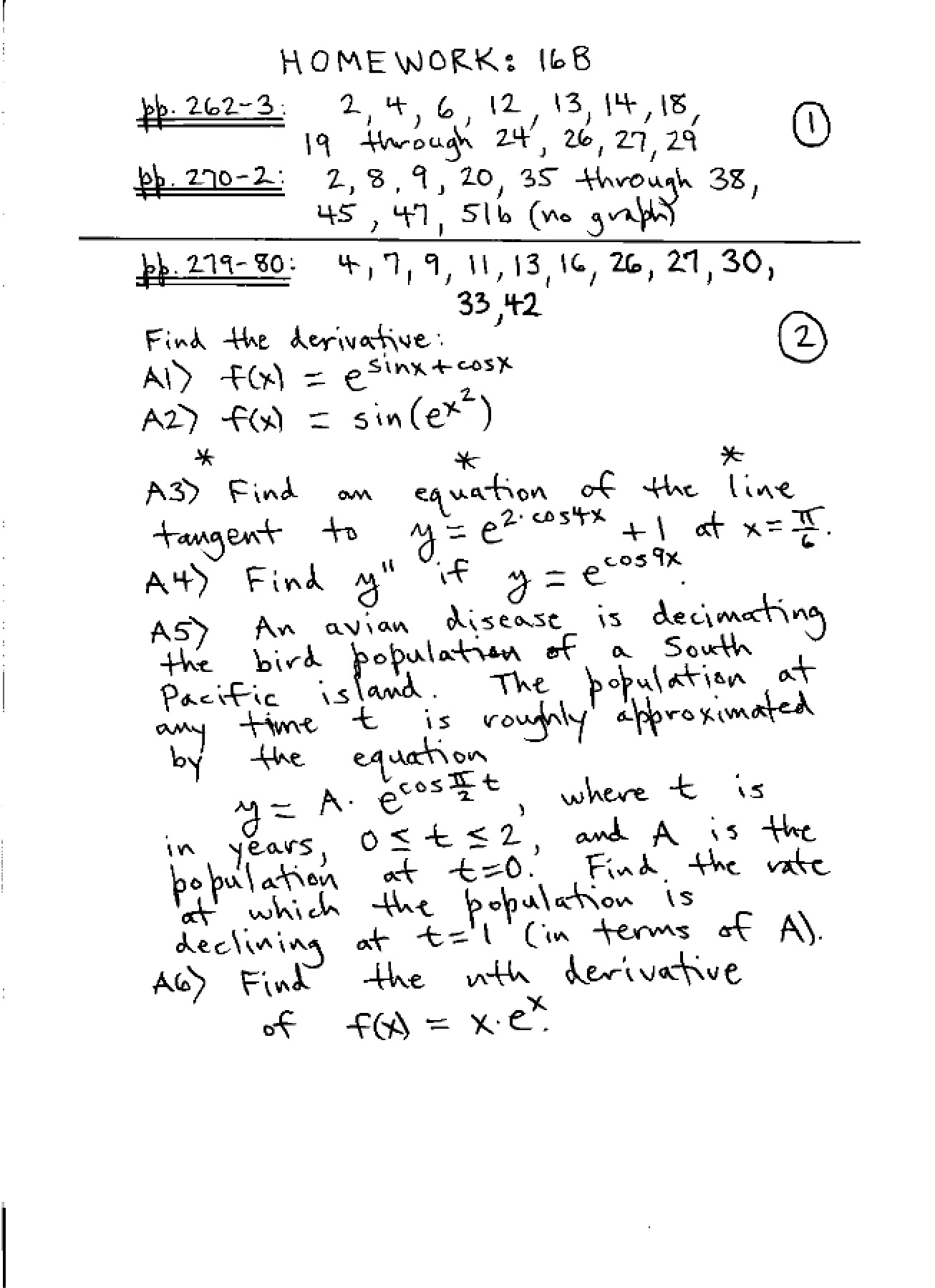 Homework for 16B, Winter 2008