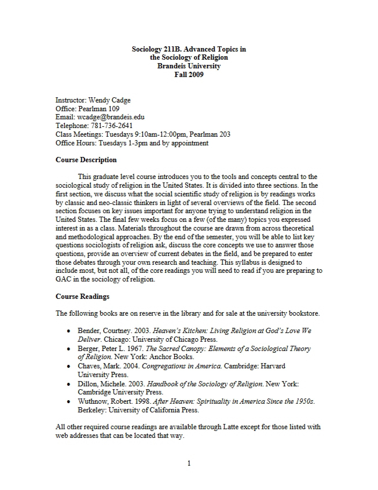 Religion Sociology Advanced Topics