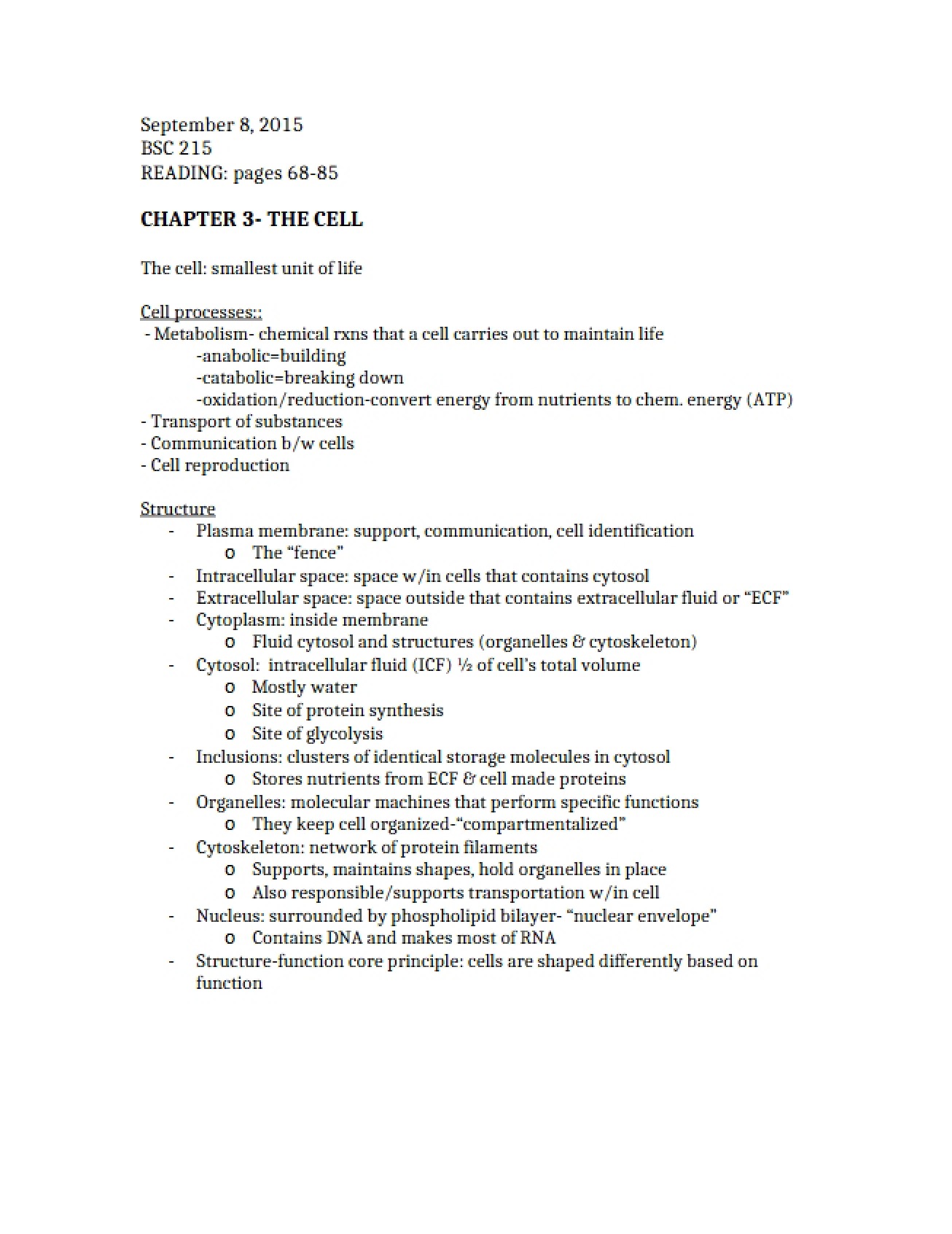 Cell Chapter 3