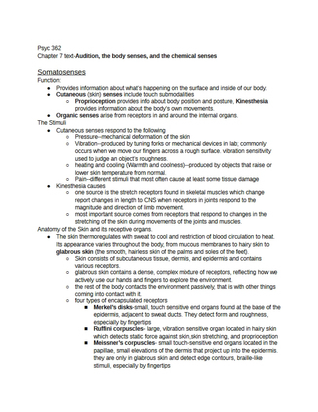 Somatosensory System from Chapter Seven