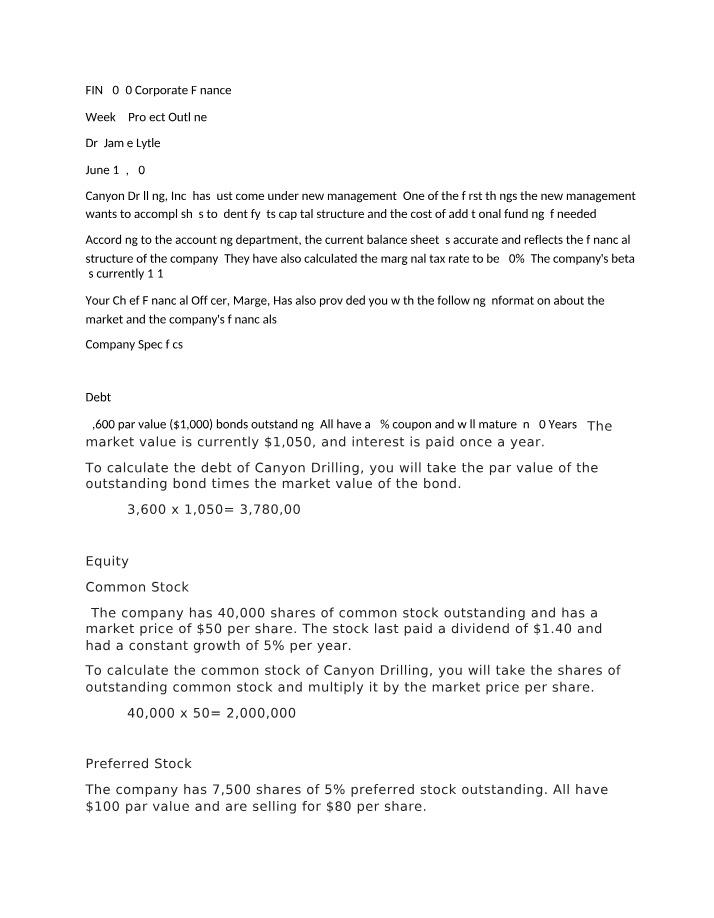 Optimal Capital Structure for Canyon - Component Cost of Capital
